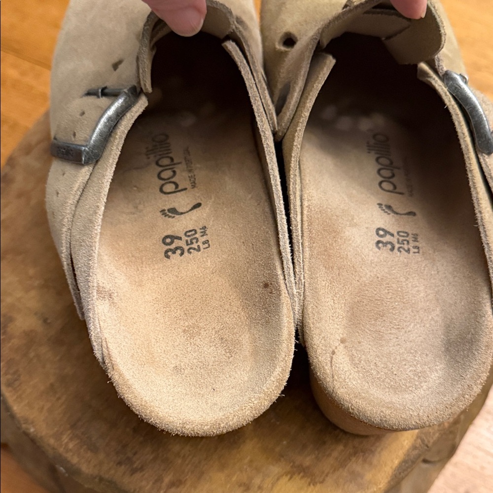 Tan wedge Suede Fanny Clogs with Buckle by papillo size 39 - Picture 9 of 9